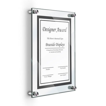 11" X 14" DELUXE ACRYLIC STANDOFF WALL FRAME, CLEAR - Braeside Displays